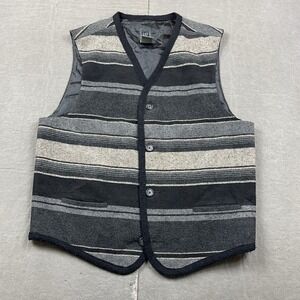 Vintage GAP Vest Mens Medium Wool Blend Southwest Blanket‎ Striped Button Up